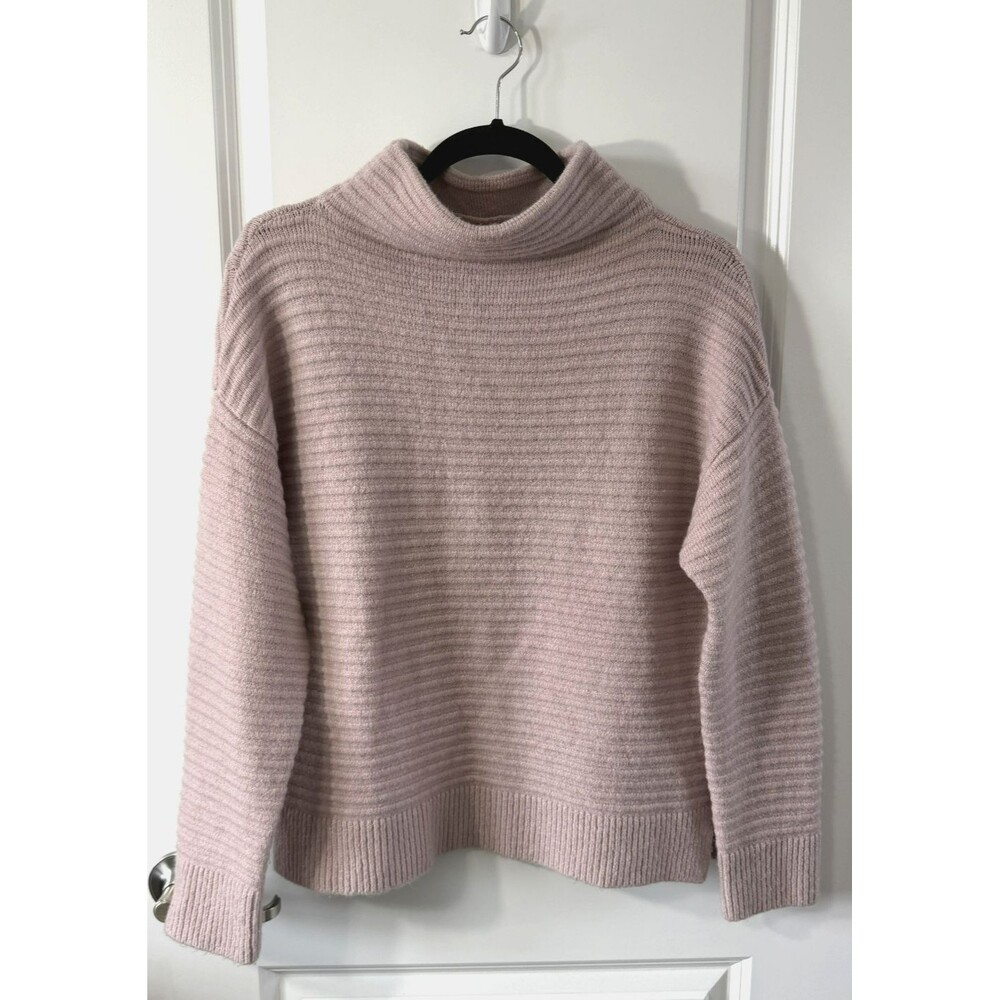 Madewell S Belmont Mockneck Turtleneck Sweater Wool Dusty Pink Ribbed Cozy warm